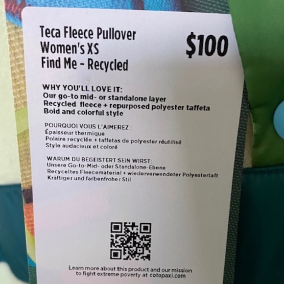 Cotopaxi Teca 1/4 Snap Fleece Pullover sz XS retro colours lightweight - Picture 11 of 16